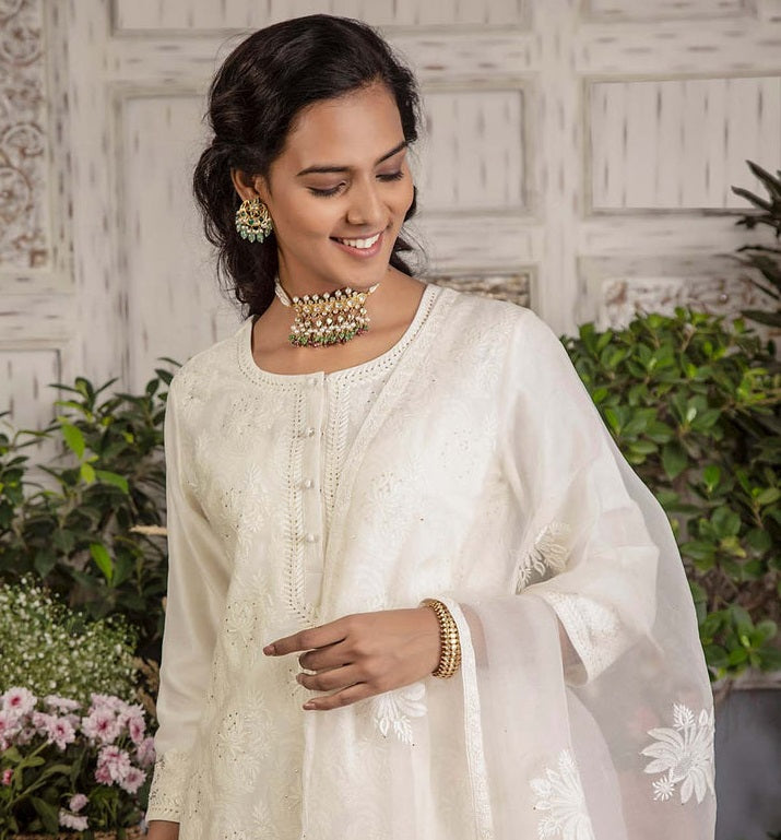 Signature Chikankari Ivory Jaal Kurtas