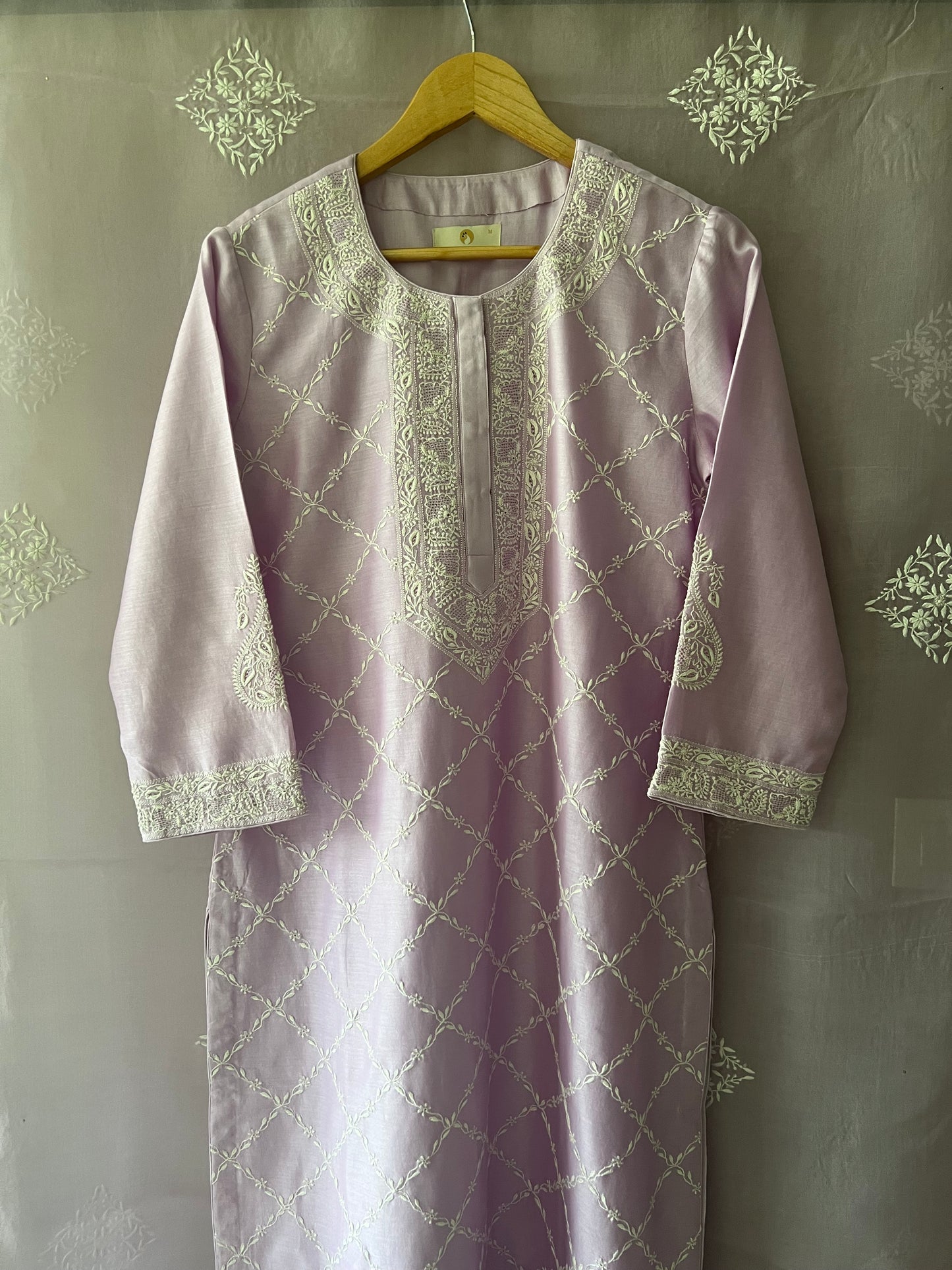 Lilac Chikankari Jaal Kurta
