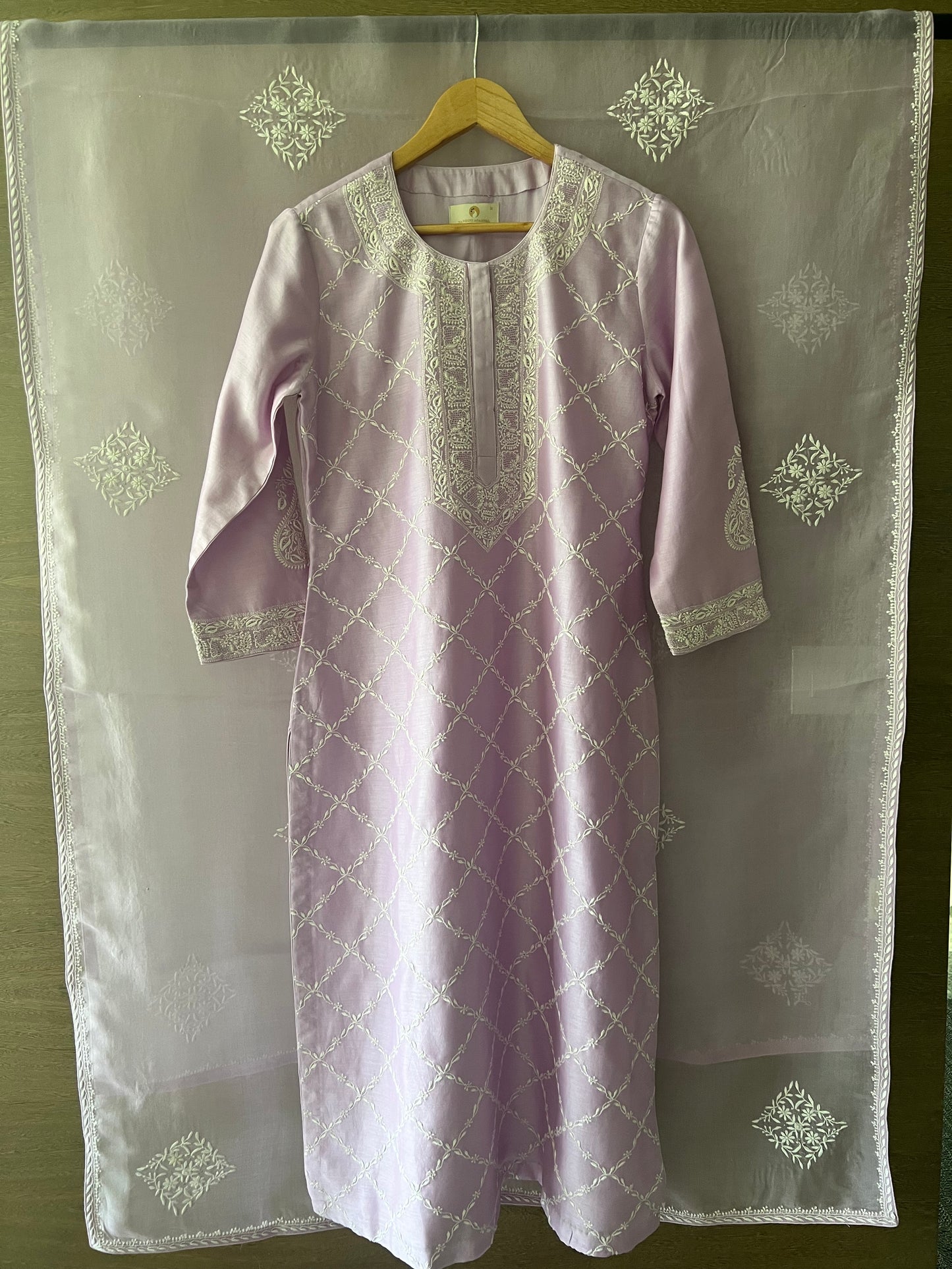 Lilac Chikankari Jaal Kurta