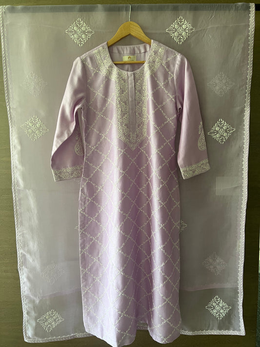 Lilac Chikankari Jaal Kurta