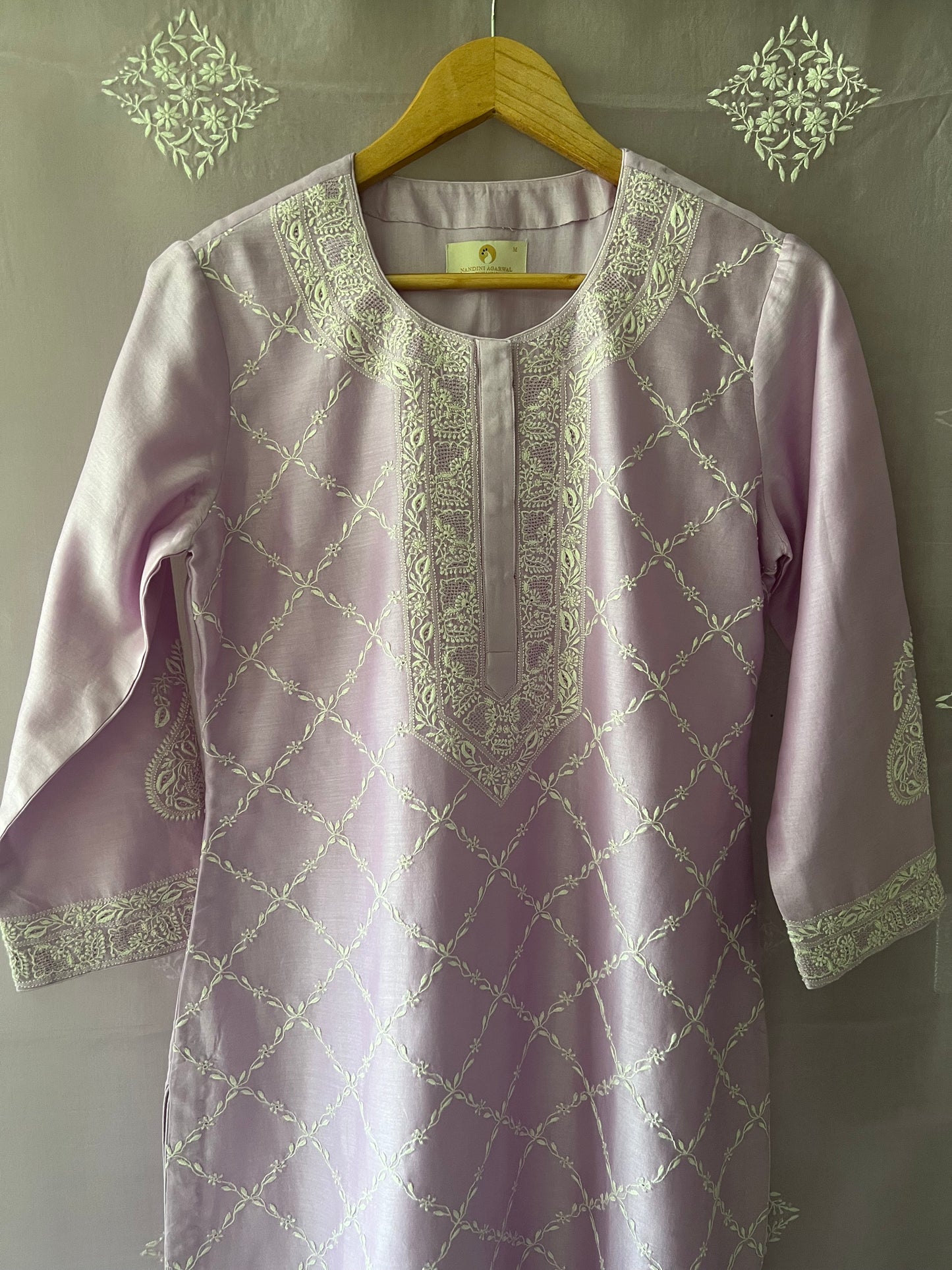 Lilac Chikankari Jaal Kurta