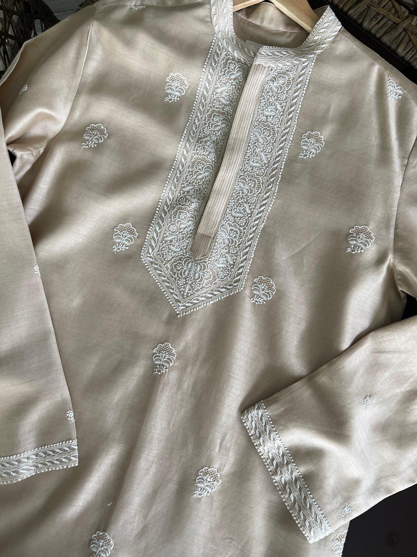Beige Gala Bootis Kurta