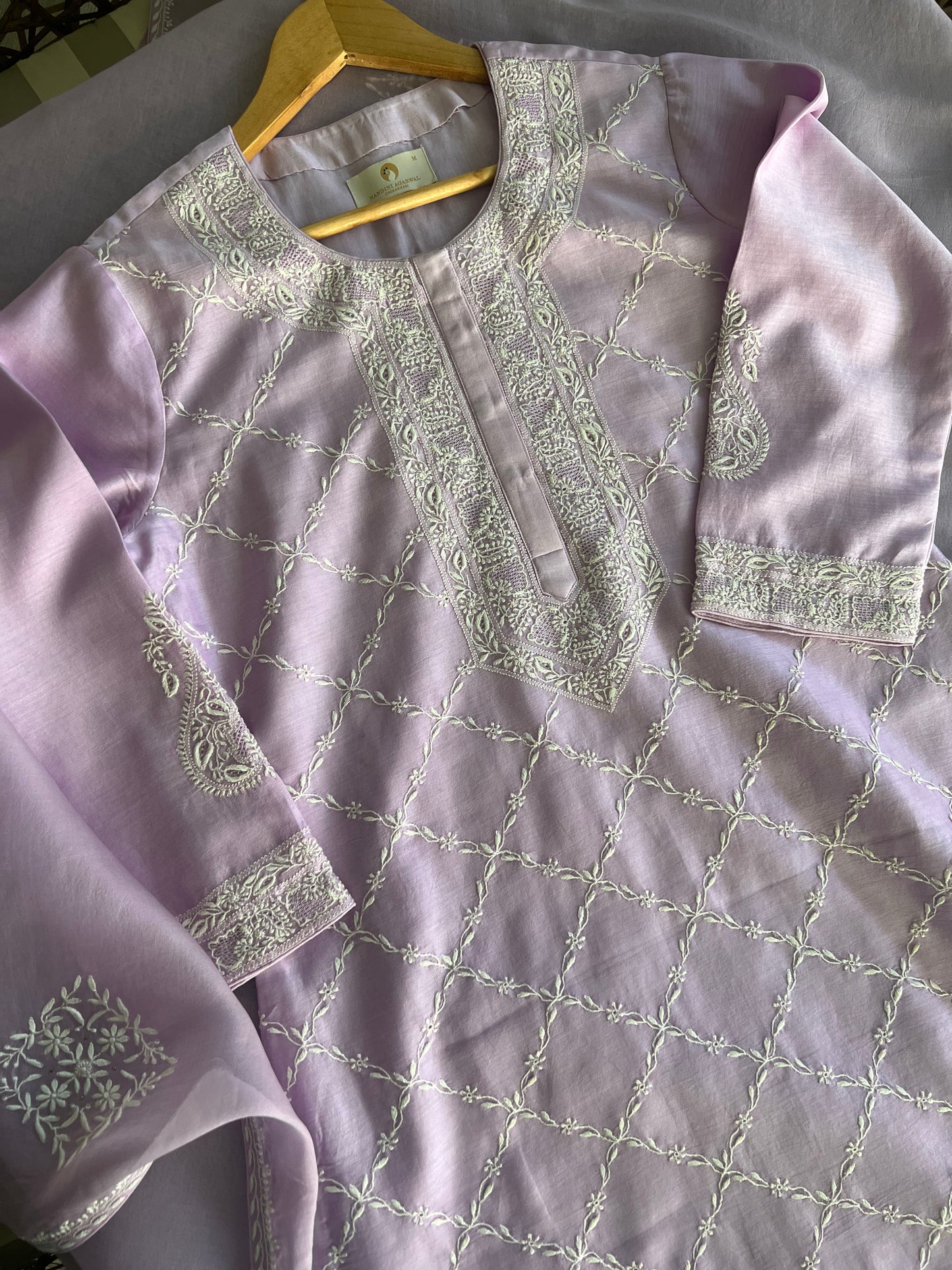 Lilac Chikankari Jaal Kurta