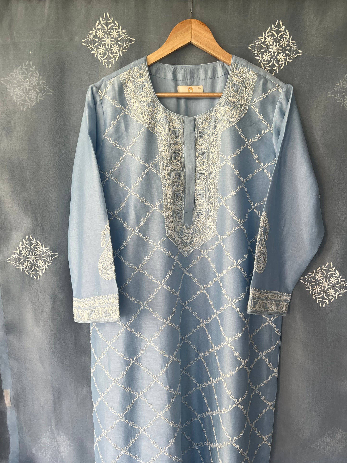 Blue Chikankari Jaal Kurta