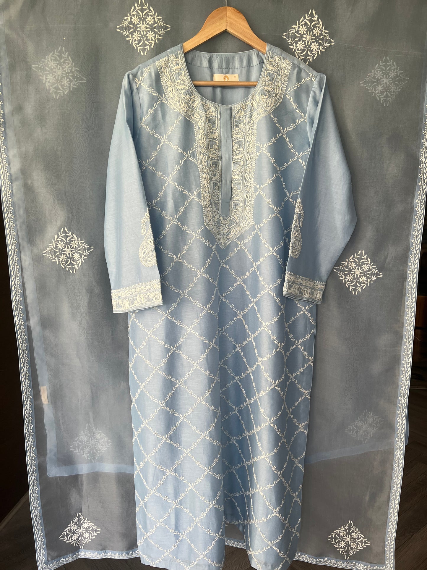 Blue Chikankari Jaal Kurta