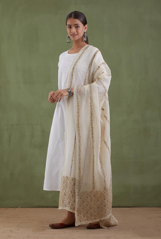 Beige Kamal Kali Kota Dori Dupatta