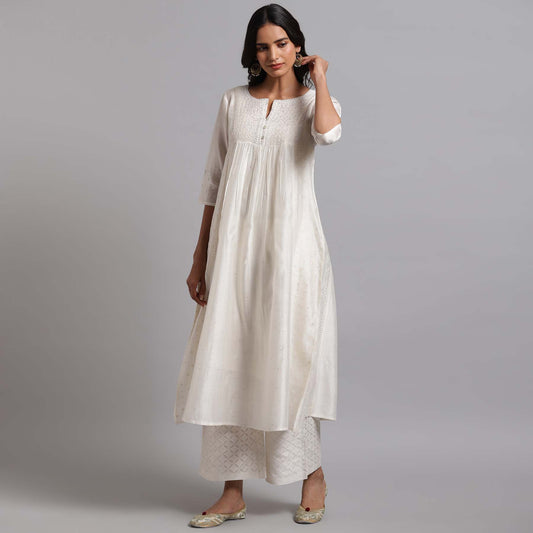 Chikankari And Mukaish Kalidar Kurta