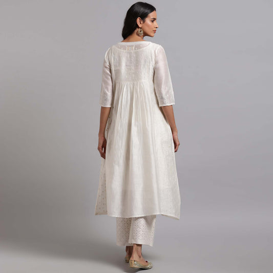 Chikankari And Mukaish Kalidar Kurta