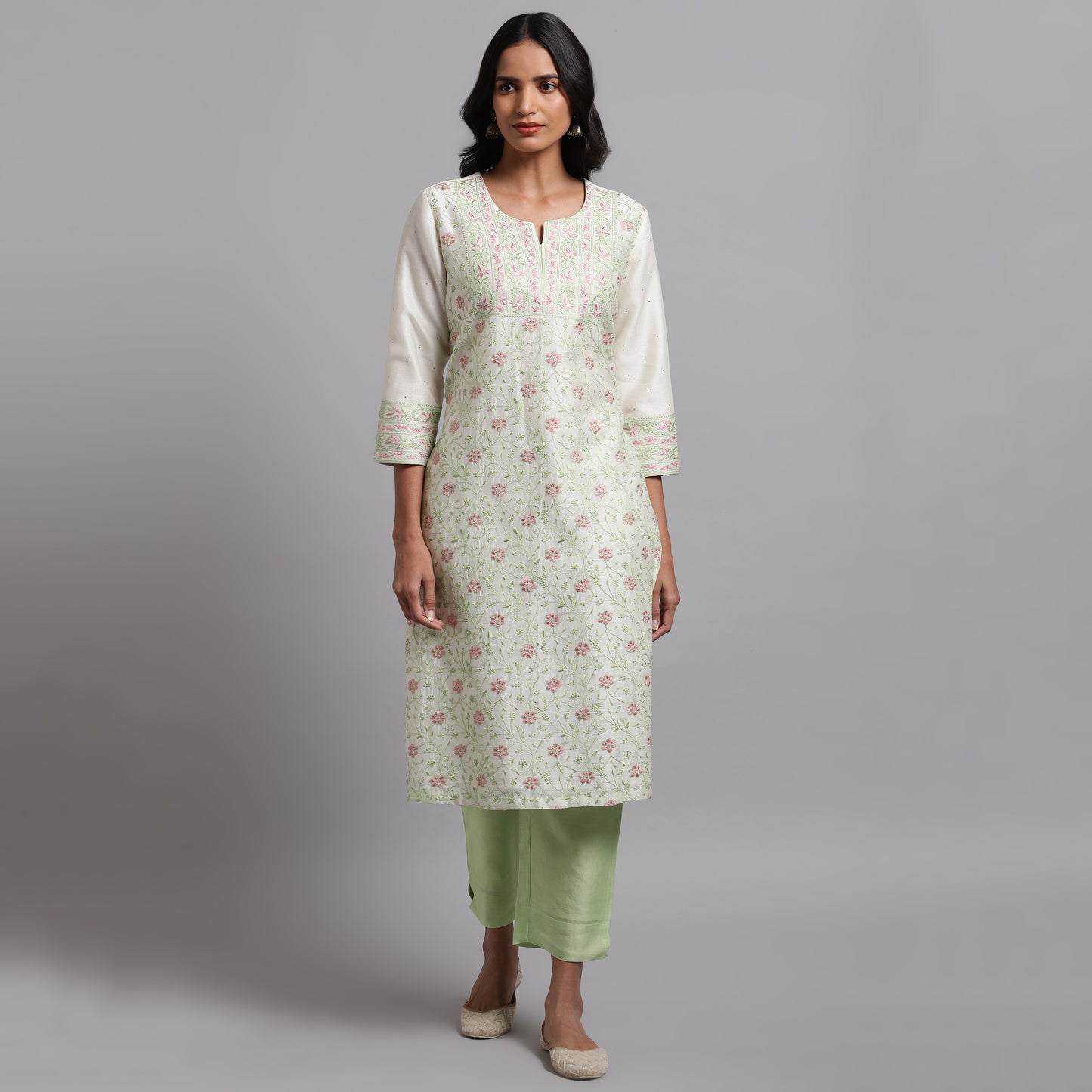 Chikankari And Mukaish Kurta