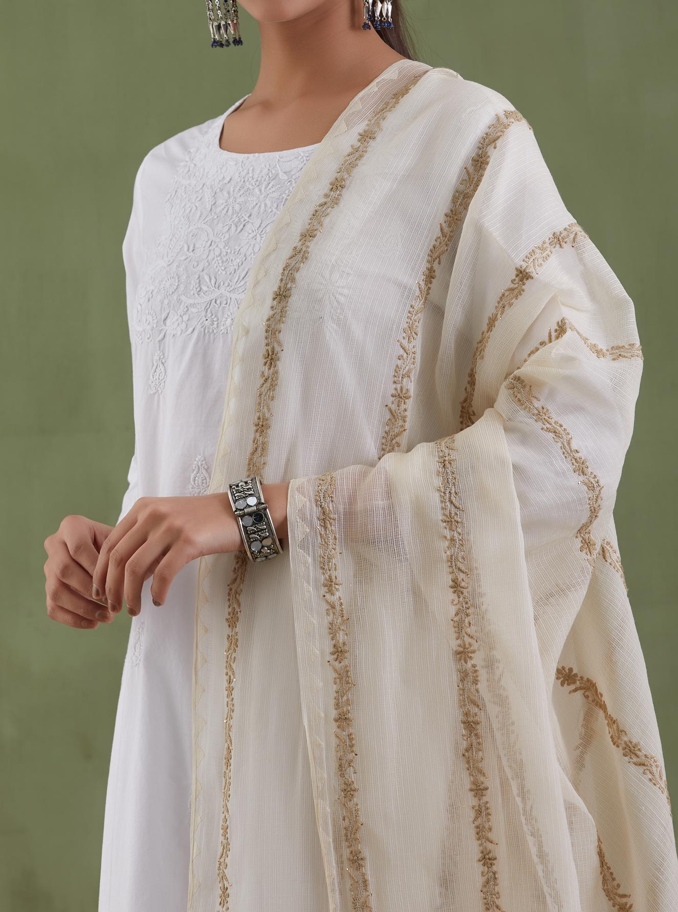 Beige Kamal Kali Kota Dori Dupatta