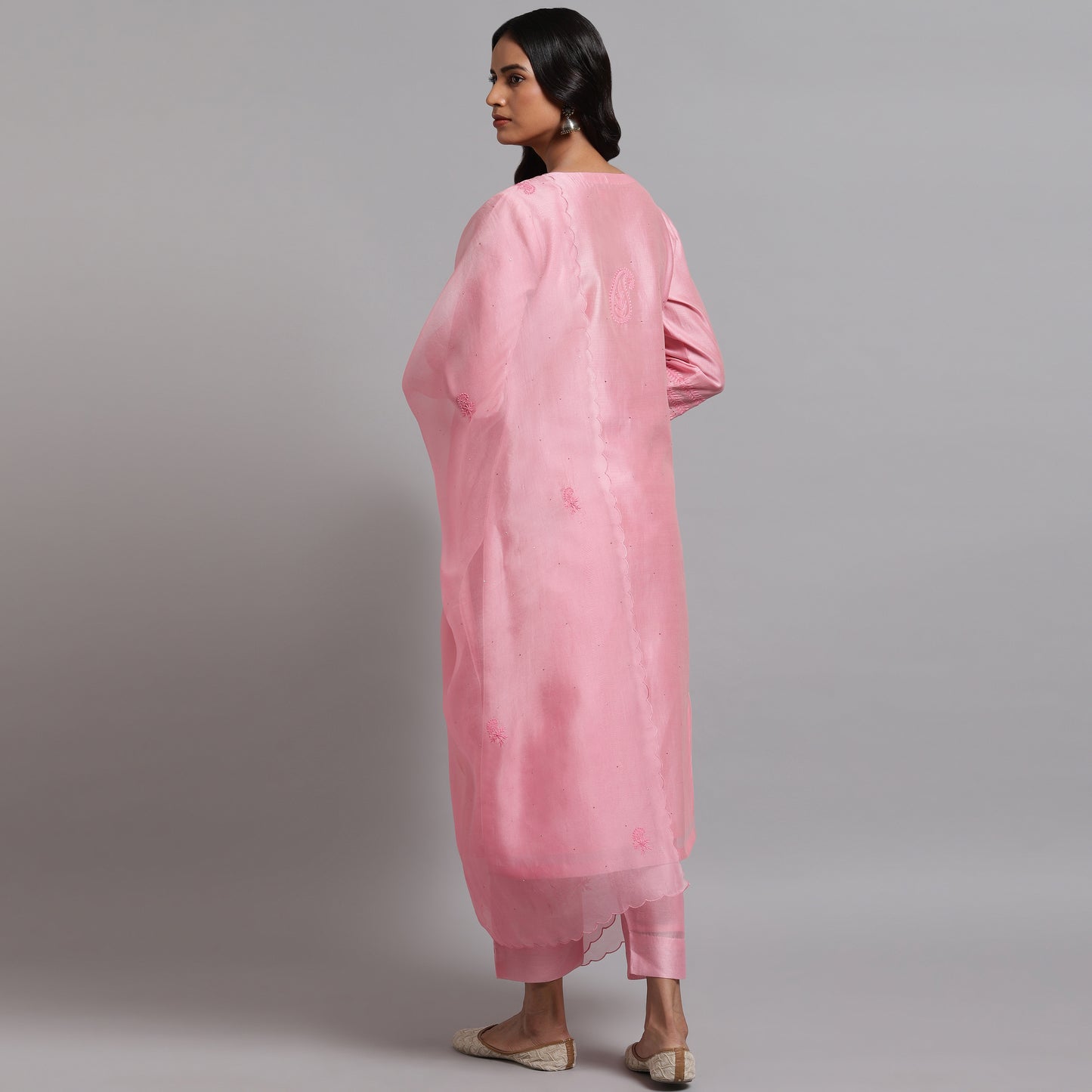 Chikankari Pink Jaal Kurta