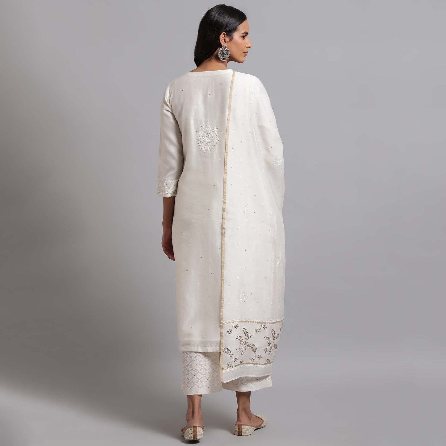 Chikankari Ivory Jaal Kurta
