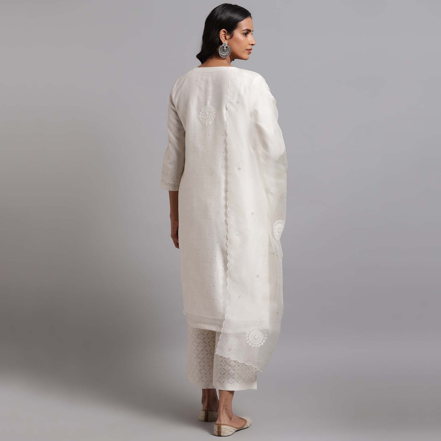 Chikankari Ivory Jaal Kurta