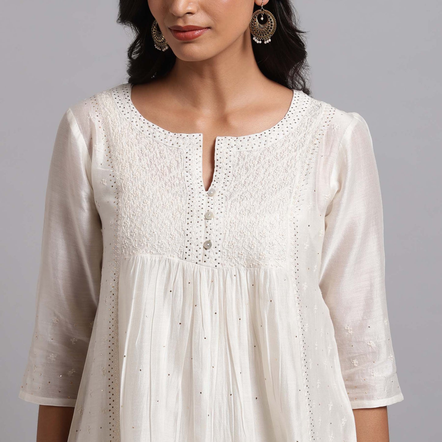Chikankari And Mukaish Kalidar Kurta