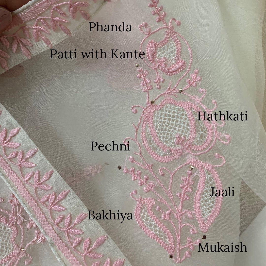 Chikankari Gala Patti and Bootis Kurta & Dupatta