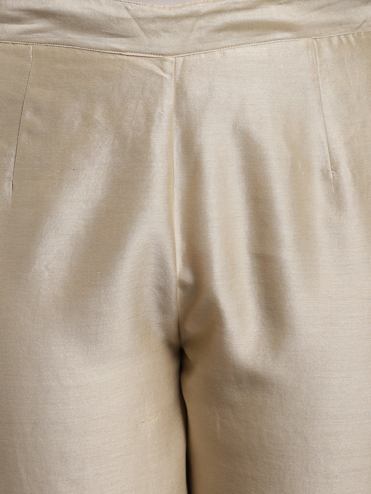 Beige Chanderi Pants