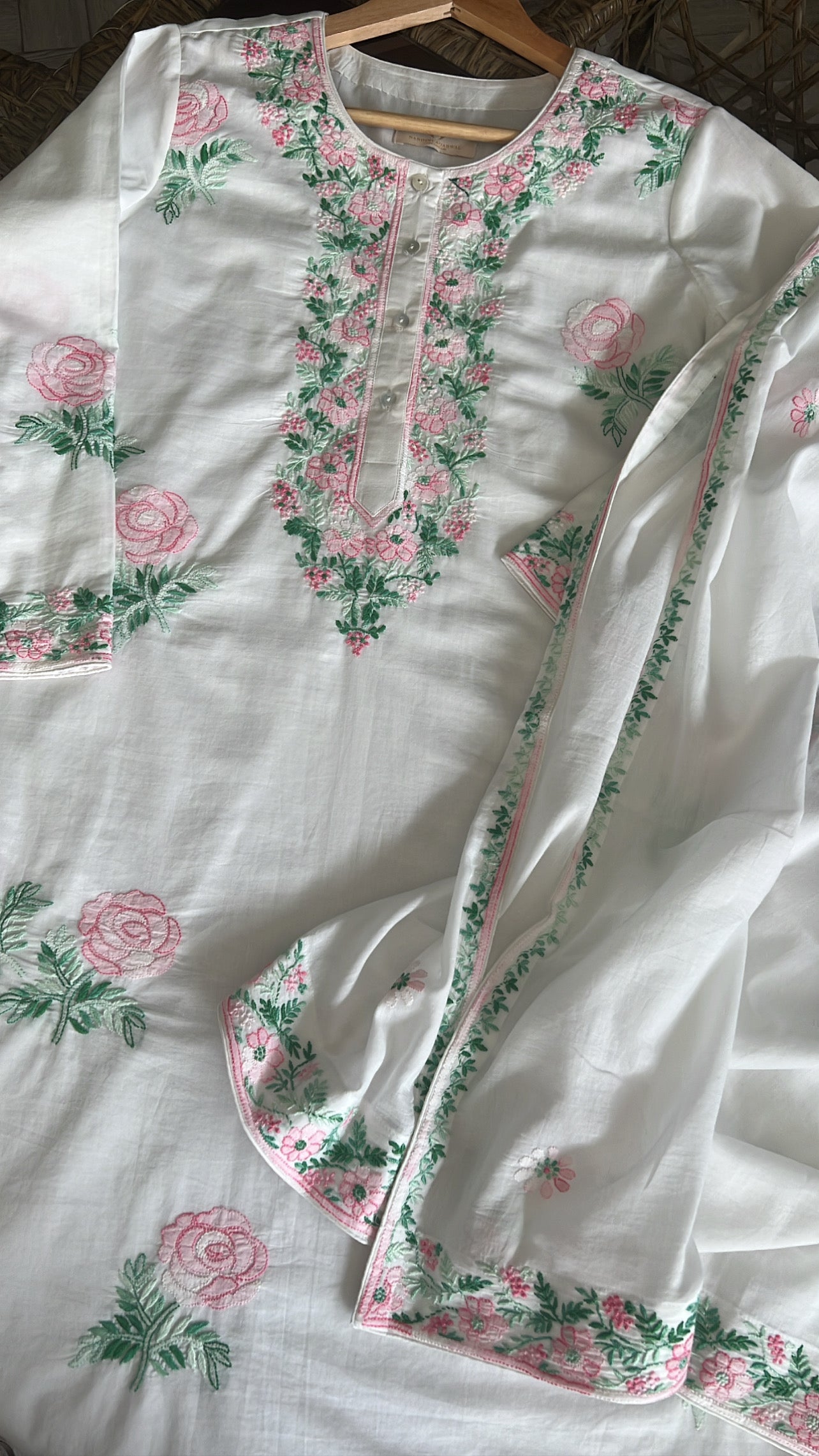 Shaded Rose Mul Kurta Set