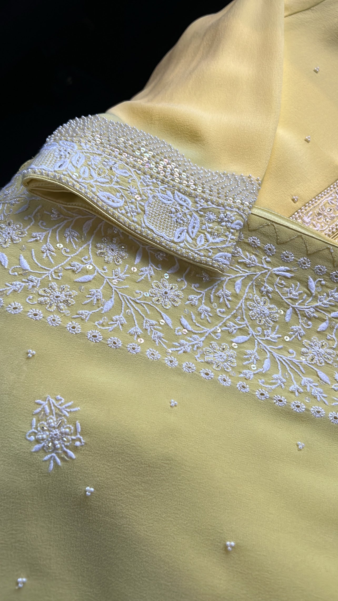 Yellow Chikankari Border Dupatta