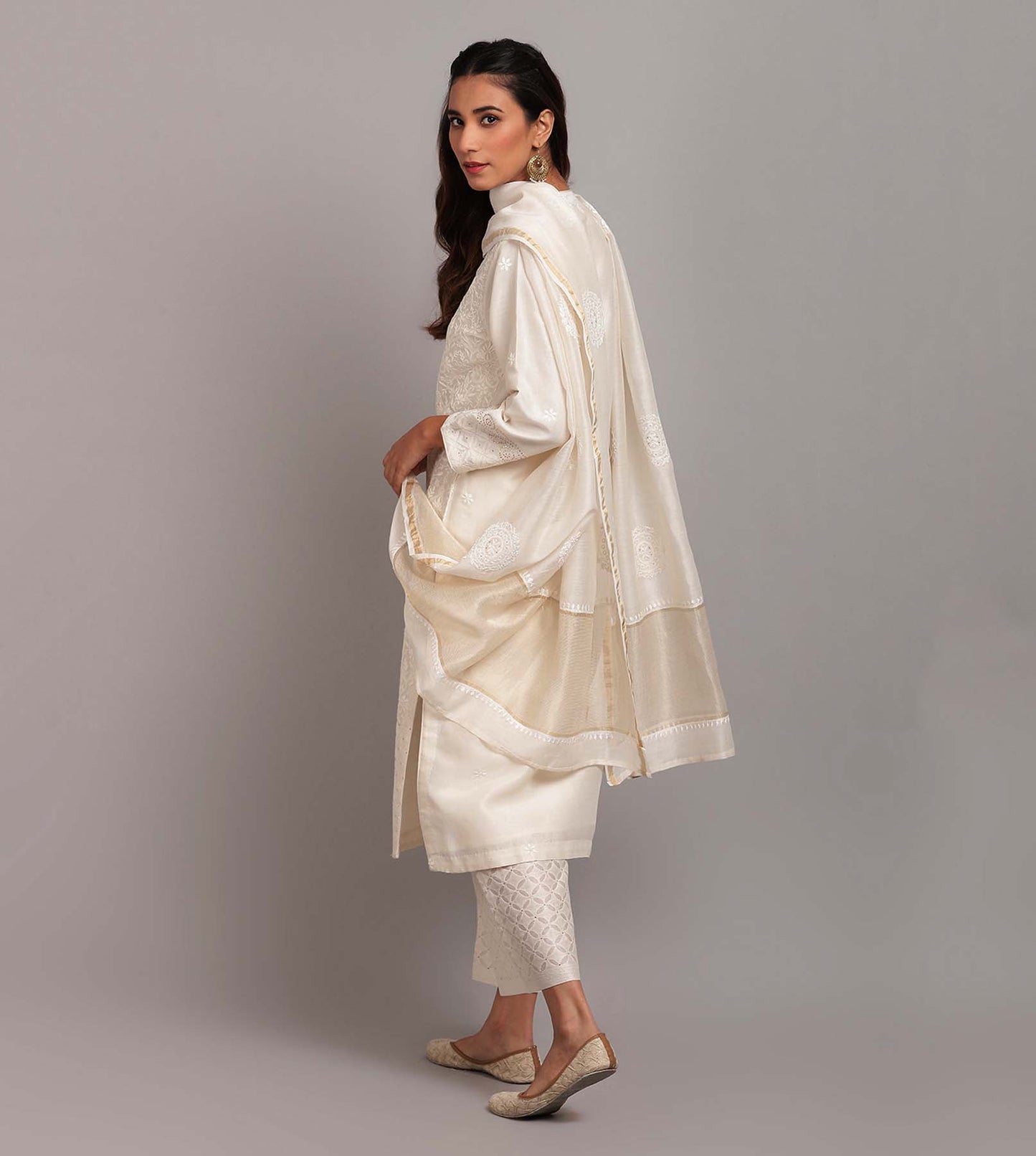 Chikankari And Mukaish Jaal Kurta