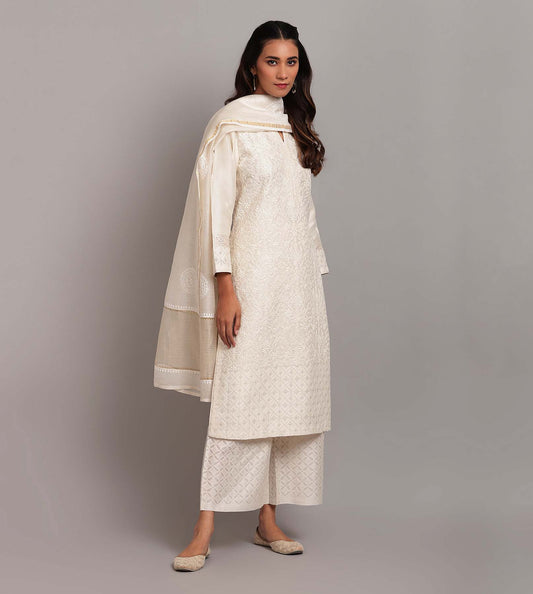 Chikankari And Mukaish Jaal Kurta