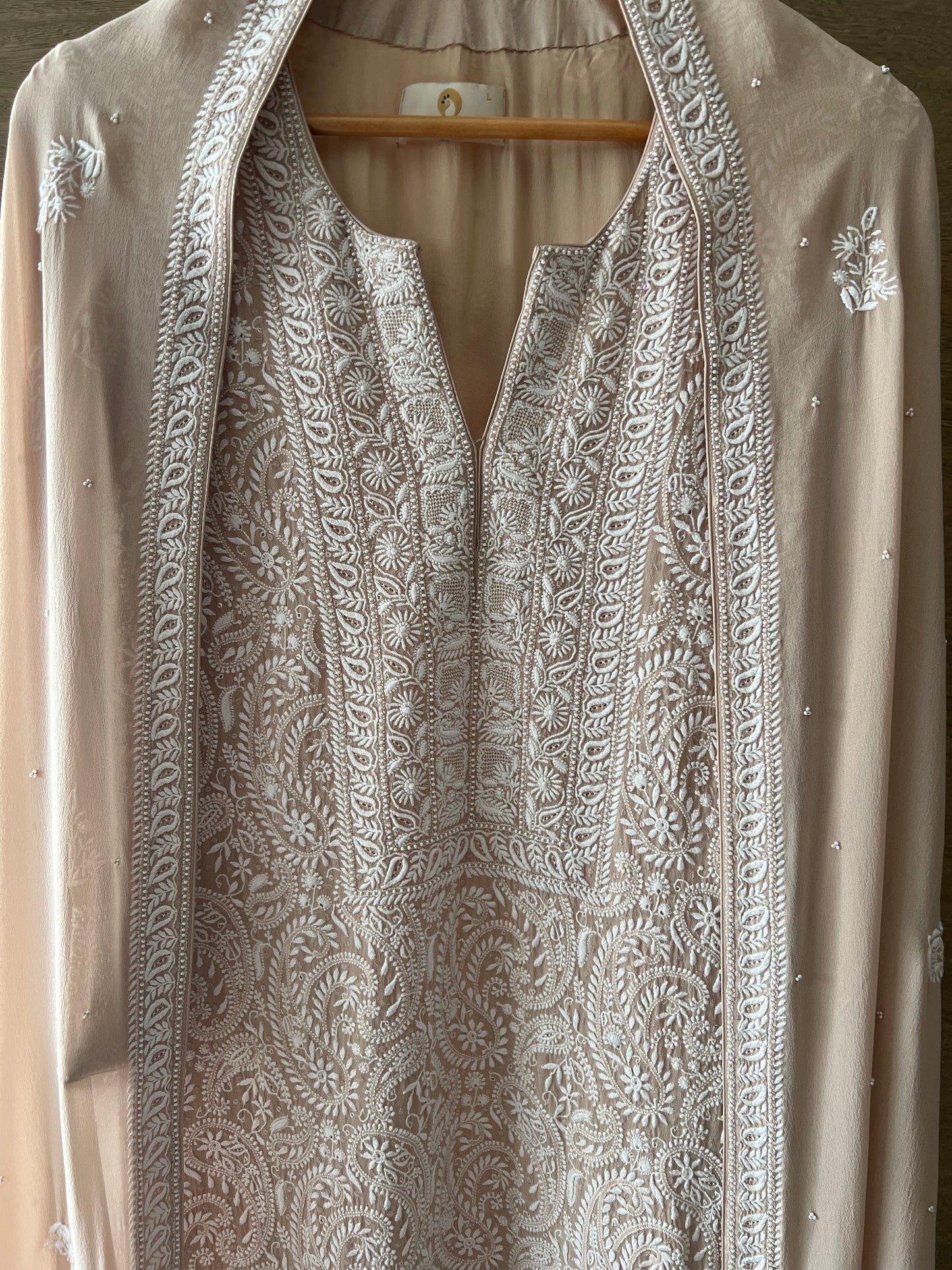 Royal Paisleys Chikankari Jaal Kurta and Dupatta Set
