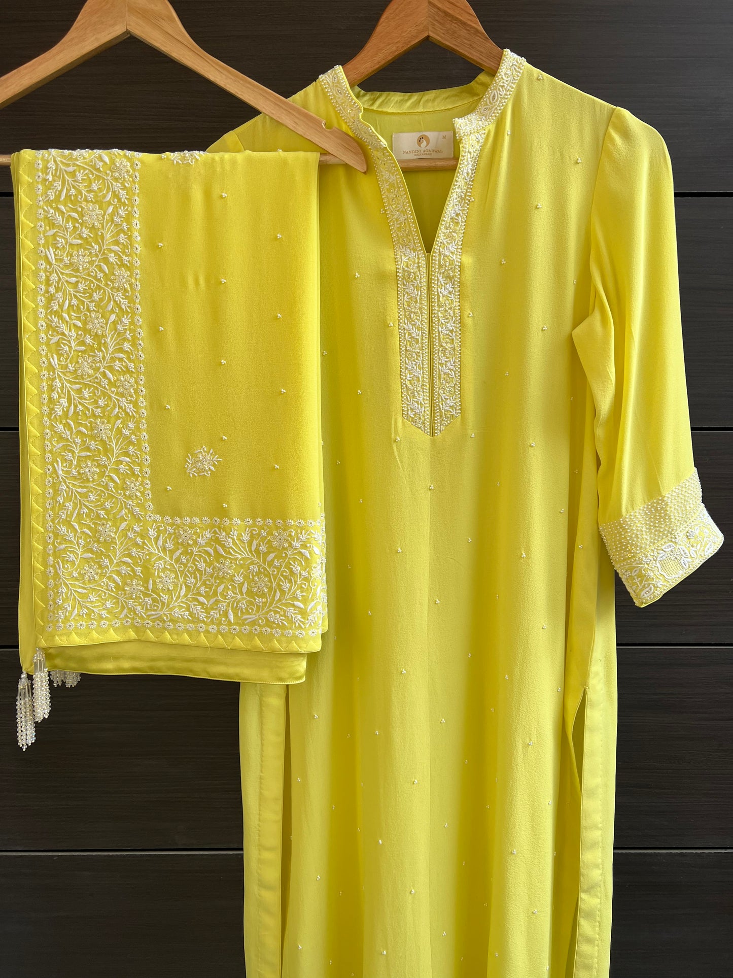 Yellow Chikankari Border Dupatta