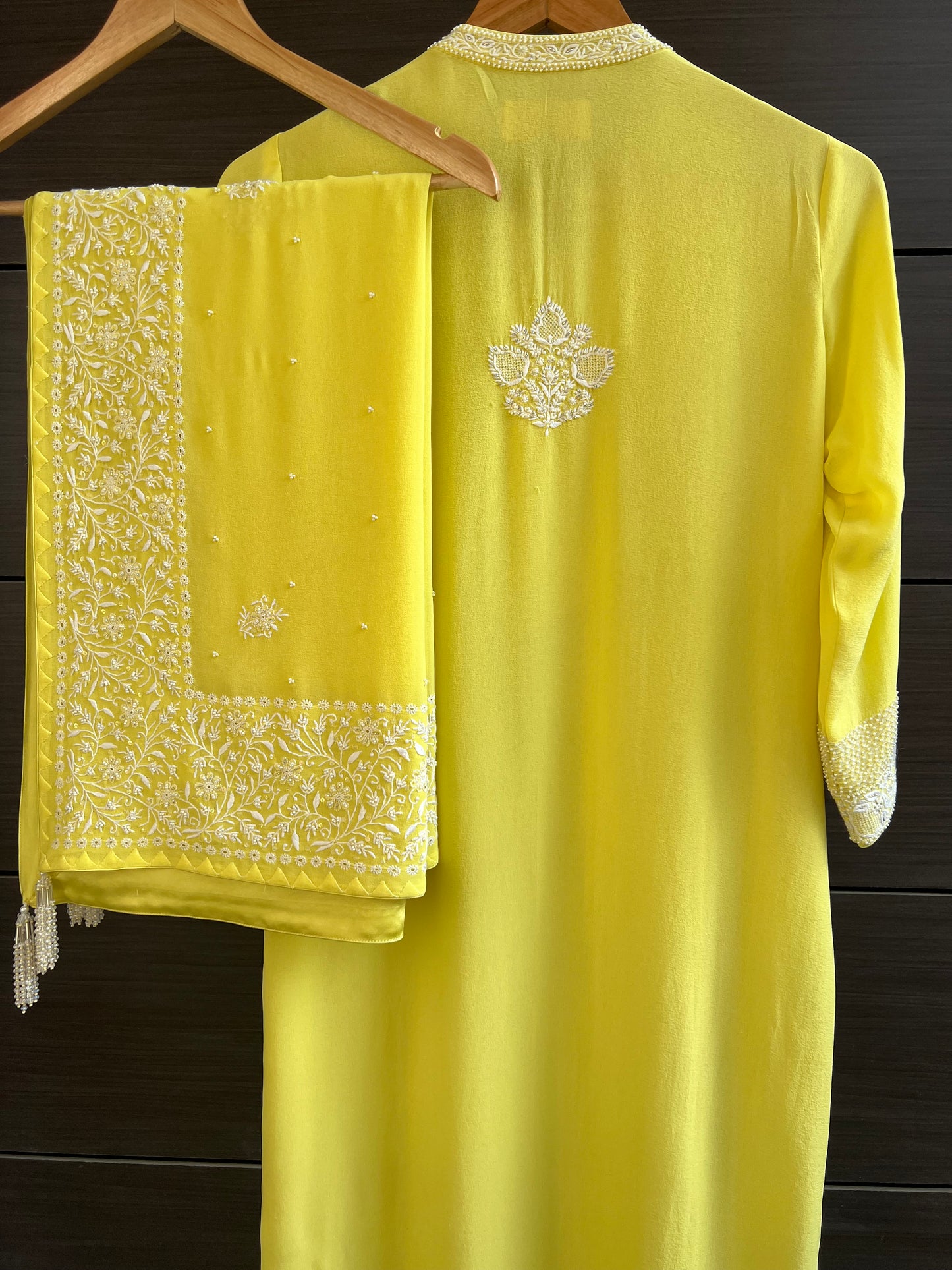 Yellow Chikankari Border Dupatta