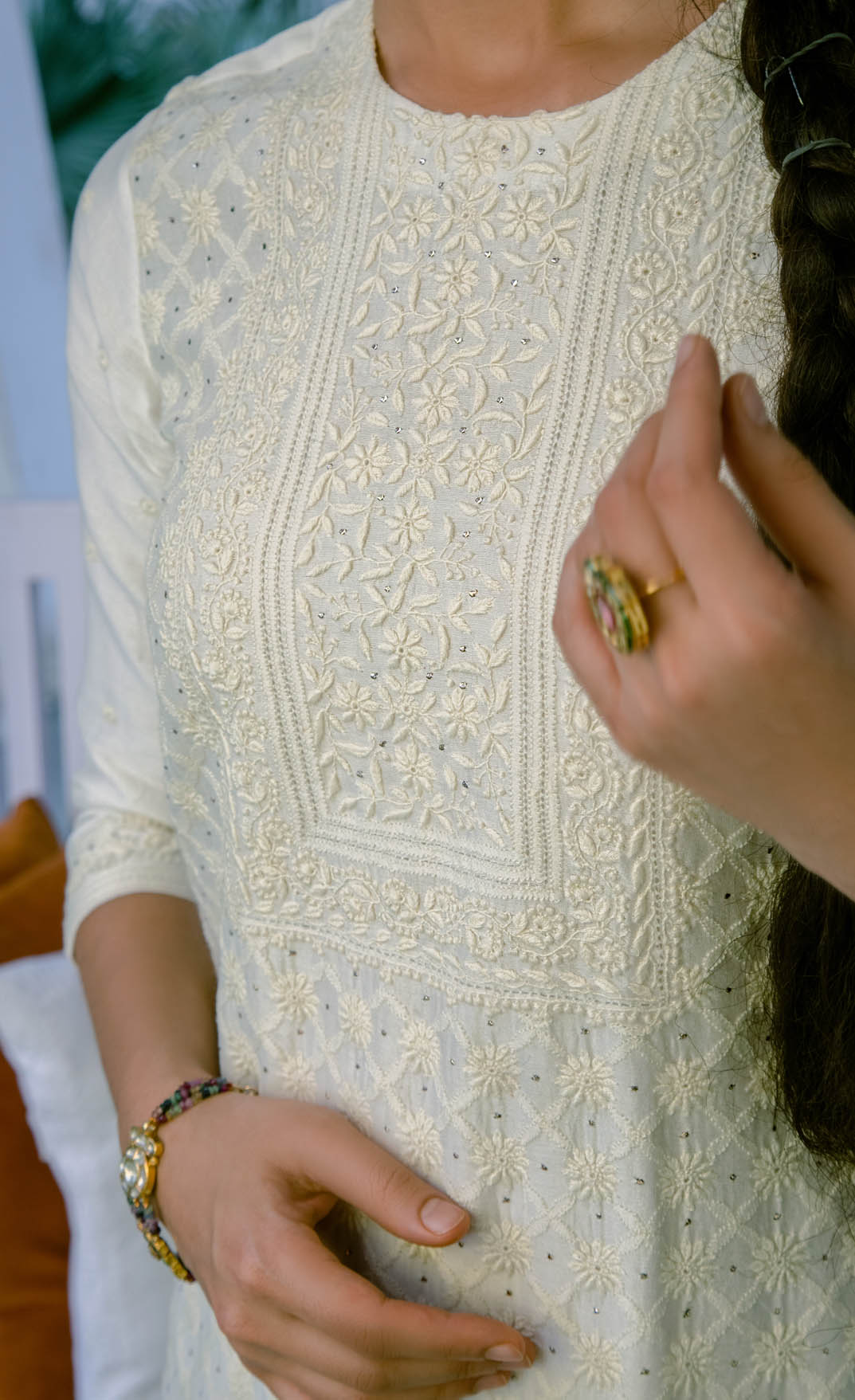 Bakhiya Phool Jaal Kurta