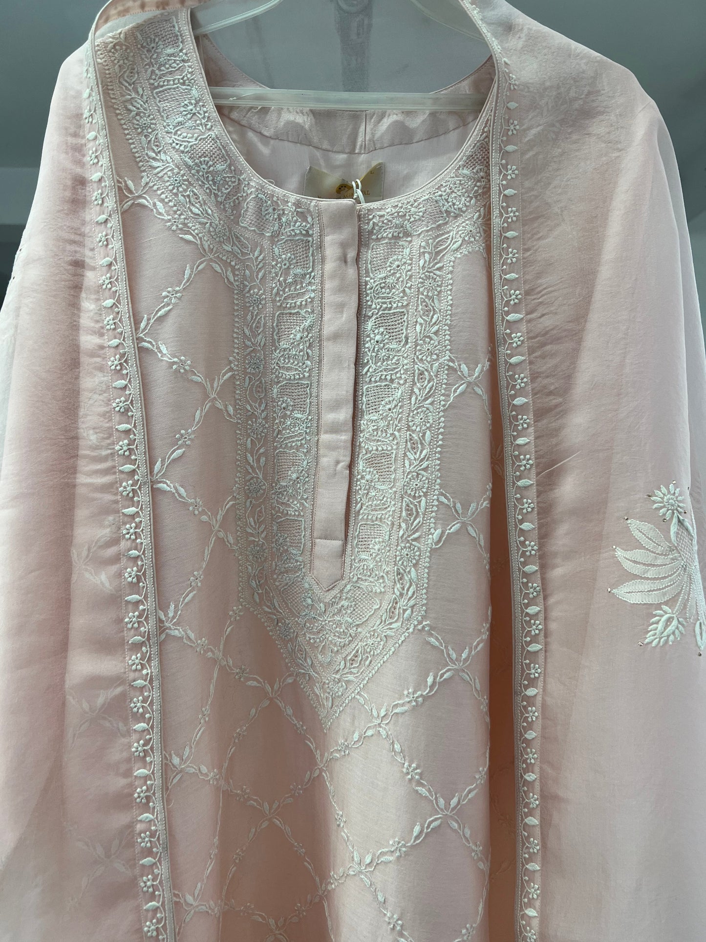 Pink Chikankari Jaal Kurta