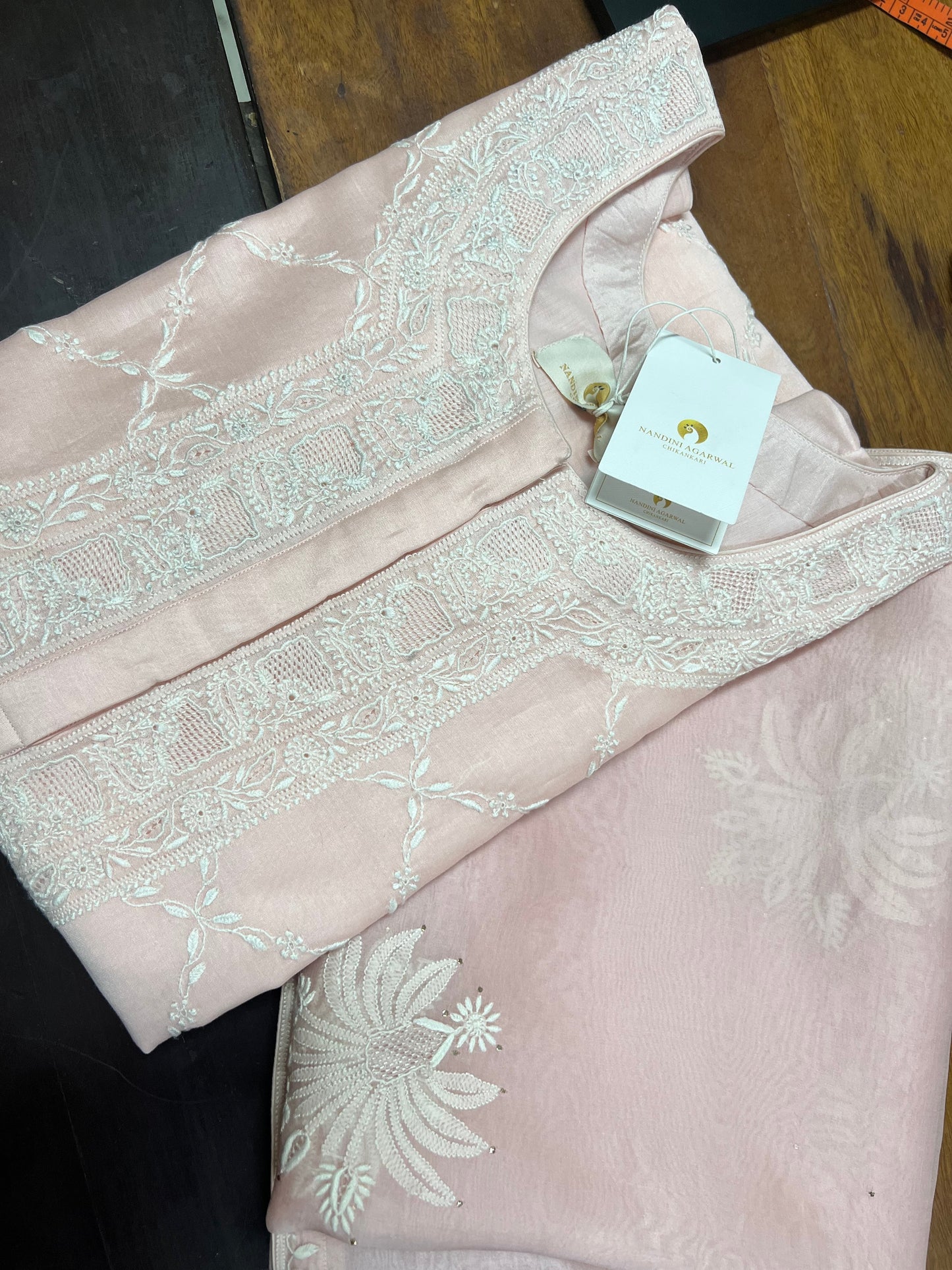 Pink Chikankari Jaal Kurta