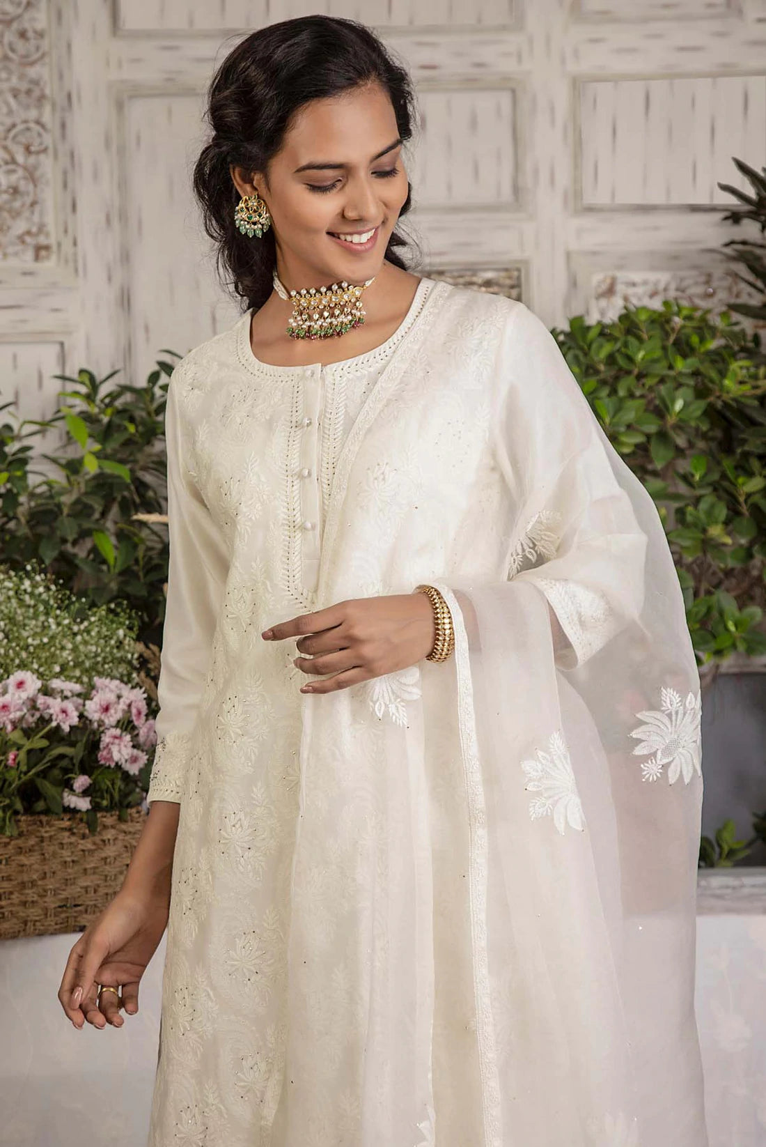 Ivory Chanderi Pants