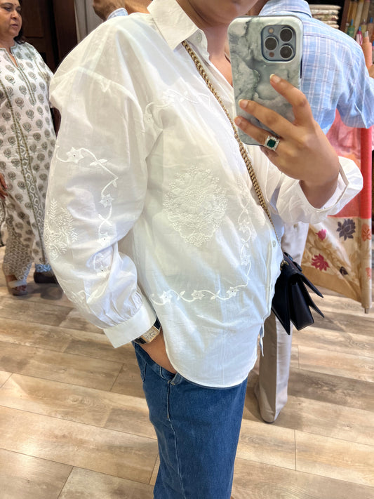 Cotton Cutwork Chikan Shirt