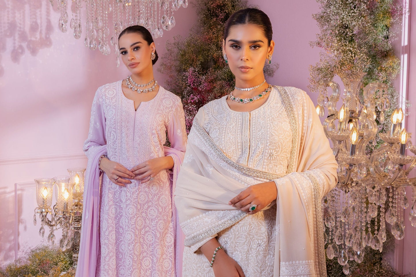 Lilac Chikankari Jaal Kurta and Dupatta Set