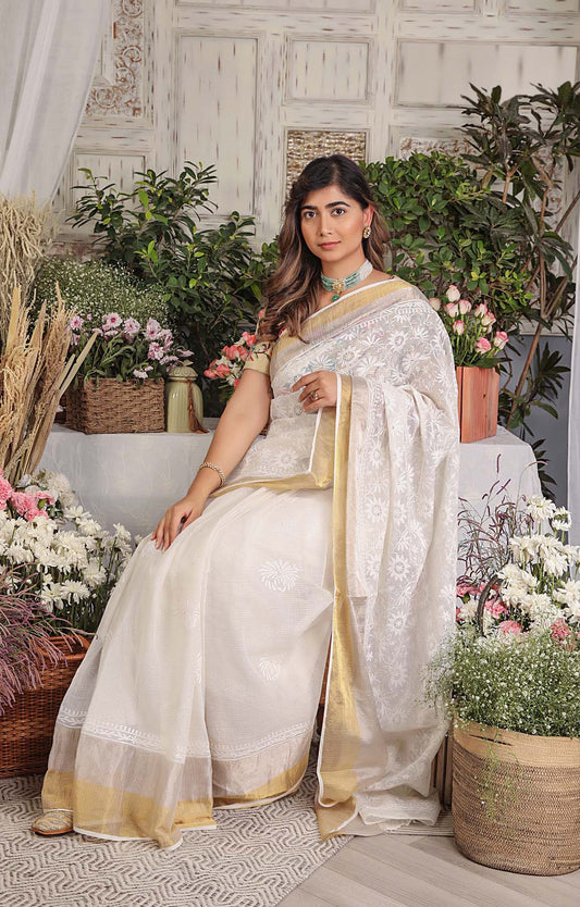 Kota Chikankari And Mukaish Saree